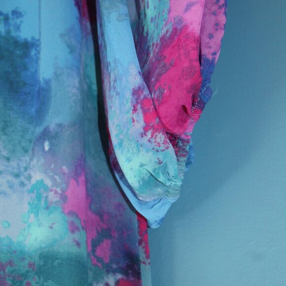 bar III Womens Size 2 Watercolor Flowy V Neck Long Sleeve Dress NWT - Picture 16 of 16